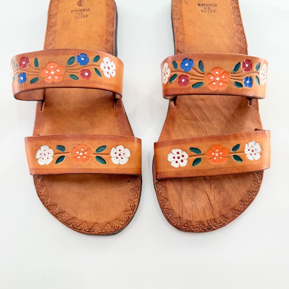 Boho Hippie Leather Sandals Mexican Huaraches Southwestern Retro Festival 70s - Picture 7 of 9
